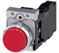 Siemens 3SU11500BB201FA0 Bouton-poussoir complet 22 mm, métal, rouge, extensible, momentané, 1NO+1NC, borne à vis