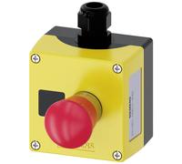 Siemens 3SU18510NB104GB2 3SU1851-0NB10-4GB2 Boîtier pour montage au sol, avec étiquette 1 bouton rouge, noir, argent décrochage