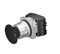 Siemens 52PM9W1F Unité de bouton-poussoir robuste, 30 mm, noir, tête champignon en plastique 4,4 cm, momentané, contact 2NO, chromé, étanche/étanche à l'huile