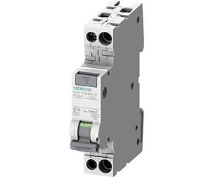 Siemens 5SV13166KK16 FI/LS Compact RCBO 1P+N 6kA Type A 30 mA B16 230 V, Protection Contre Le Courant différentiel et la Surcharge en 1TE (Gain de Place de 50%)