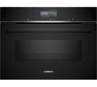Siemens CM776GKB1 iQ700 Einbaukompaktbackofen mit Mikrowellenfunktion, 900 W, 59,4 cm breit, 45 L, 4D Heißluft, Grill, Kindersicherung, Home Connect, coolStart, schwarz