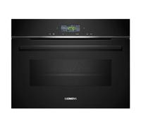 Siemens CM776GKB1 iQ700 Einbaukompaktbackofen mit Mikrowellenfunktion, 900 W, 59,4 cm breit, 45 L, 4D Heißluft, Grill, Kindersicherung, Home Connect, coolStart, schwarz