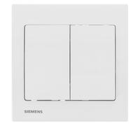 SIEMENS - Double Poussoir Blanc Delta Iris - Plaque Basic Blanc
