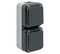 SIEMENS - Double prise de courant 2P+T verticale étanche IP55 - Pose en saillie, idéale pour extérieur, résistante à l'eau et à la poussière