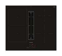 Siemens ED611BS16E iQ300 Plaque de cuisson avec hotte aspirante (induction), 60 cm, sans cadre, noire, affleurante, touchControl, powerBoost. Augmente la puissance des différentes zones à induction
