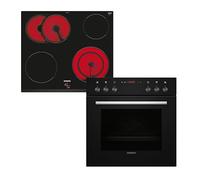 Siemens EQ110KA1B iQ100 Ensemble de plaques de cuisson vitrocéramique (contrôlées par la cuisinière), 59,4 cm de large, chauffage rapide, air chaud 3D, chaleur uniforme jusqu'à trois niveaux, zone de