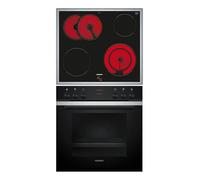 Siemens EQ211KB11, iQ300 Kit de cuisinière encastrable composé de cuisinière HE213BBS3, 60 x 60 cm, air chaud 3D et chauffage rapide, EA64RGNA1E, plaque de cuisson électrique, double circuit, zone de