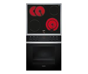 Siemens EQ211KB11, iQ300 Kit de cuisinière encastrable comprenant une cuisinière HE213BBS3 60 x 60 cm, chauffage rapide 3D, plaque électrique EA64RGNA1E, zone de cuisson à deux circuits, zone de