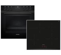 Siemens EQ522IAAB Kit de cuisinière encastrable composé de cuisinière HE217GBB4, 60 x 60 cm, air chaud 3D, autonettoyage, tiroir à clip et plaque électrique EA631GNA1E, zone de cuisson électrique,