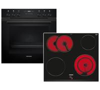 Siemens EQ522KAAB - Kit de cuisinière encastrable - Composé de cuisinière HE217GBB3-60 x 60 cm - Fabriqué en Allemagne - Air chaud 3D, hydrolyse, tiroir à clip et plaque de cuisson électrique