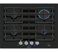 Siemens ER6A6PH40 iQ700 Plaque de cuisson à gaz, 60 cm, technologie stepFlame, cookConnect, hotte automatique intelligente, écran numérique, boutons métalliques amovibles, verre trempé, Home Connect