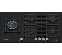 Siemens ER9A6SH40 iQ700 Plaque de cuisson à gaz, 90 cm, technologie stepFlame, cookConnect, hotte automatique intelligente, écran numérique, boutons métalliques amovibles, verre trempé, Home Connect