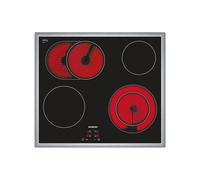 Siemens ET645HN17E Table de cuisson vitrocéramique intégrée, 4 zones électriques, commandes tactiles, 583x513mm, Puissance totale 7500W, 220-240V