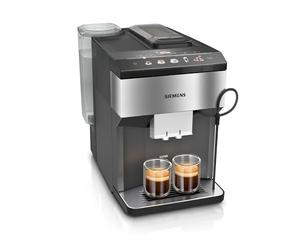 SIEMENS, machine à café tout automatique, EQ500, Home Connect, aromaDouble Shot, autoMilk Clean, ceramDrive, bandeau avec écran coffeeSelect, oneTouch DoubleCup, Inox/Noir, TP516RX3