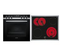 Siemens PQ521KB11 Kit de cuisinière encastrable composé de HE578BBS3, 60 x 60 cm, Pyrolyse auto-nettoyage et cuisson automatique, plaque de cuisson électrique, EA64RGNA1E, cadre en acier inoxydable