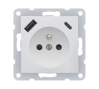 SIEMENS - Prise 2P+T + USB A et USB C - Chargement en simultané - Compatible Smartphone, Tablette et autres gadgets électroniques - BLANC DELTA VIVA