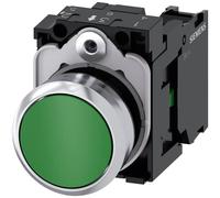 Siemens 3SU11500AB401BA0 3SU1150-0AB40-1BA0 Bouton-poussoir collerette métal, finition brillante, actionneur plat vert 1 pc(s)
