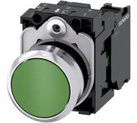 Siemens Sirius ATC - Poussoir Rond métallique/A brillant vert 1 NA Borne Vis