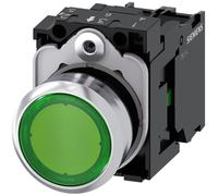 Siemens Bouton-poussoir lumineux 3SU1152-0AB40-1BA0 – collerette métal, finition brillante