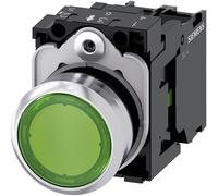Siemens Sirius ATC - Poussoir Rond métallique/A brillant vert 1 NA LED Vis
