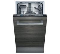 Siemens SR61IX05KE iQ100 Lave-vaisselle entièrement intégré 45 cm, panier à couverts, varioSpeed Plus, infoLight, fonctionnement efficace et silencieux, Home Connect, smartStart, aquaStop, noir