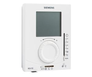 SIEMENS - Thermostat d'Ambiance Électronique Siemens RDJ100 - Programmation 24h, Alimentation par Piles, Écran Large, Régulation TPI