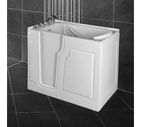 Siena - Baignoire pour personnes âgées - 122 x 71 cm - Baignoire d'assise avec porte et fonction jacuzzi, buses de massage, siège antidérapant, robinetterie facile d'accès, facile d'entretien