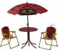 Siena Garden 672618 Marie Set pour Enfants 2 Fauteuils Pliants 1 Table + 1 Parasol Acier Motif de Coccinelle Jaune/Rouge
