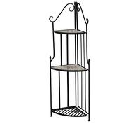 Siena Garden 875334 Stella Etagère d'Angle 3 Planches Acier Noir Aspect Mosaïque