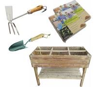 SIENA GARDEN Bac surélevé + accessoires + outillage manuel
