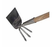 Siena Garden binette double ClassicLine 3 dents en acier inoxydable et frêne, B76855