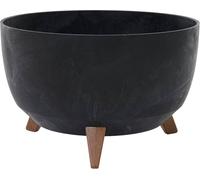 Oslo Stone Pot de Fleurs, en Plastique, Noir, Aspect béton, 40 x 25 cm, sur Pieds avec Insert