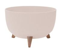 Oslo Pot de Fleurs en Plastique et Fibres de Bois avec Insert Crème Aspect rayé 40 x 25 cm