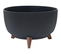 Oslo Pot de Fleurs en Plastique avec Insert Motif Rayures Anthracite 40 x 25 cm