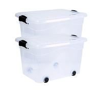 Siena Home Anzio Lot de 2 boîtes de rangement 20 l avec roulettes
