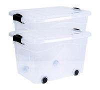 Siena Home Anzio Lot de 2 boîtes de rangement 40 l avec roulettes