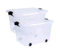 Siena Home Anzio Lot de 2 boîtes de rangement 60 l avec roulettes