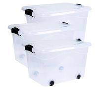 Siena Home Anzio Lot de 3 boîtes de rangement 20 l avec roulettes