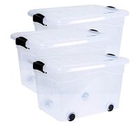 Siena Home Anzio Lot de 3 boîtes de rangement 40 l avec roulettes