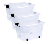 Siena Home Anzio Lot de 3 boîtes de rangement à roulettes 60 l