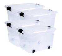 Siena Home Anzio Lot de 4 boîtes de rangement 20 l avec roulettes