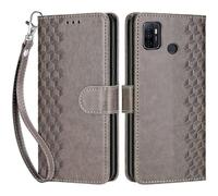 SIENIANLINE Coque pour Oppo A53 / A32 4G Cuir PU Portefeuille Cube - Gris