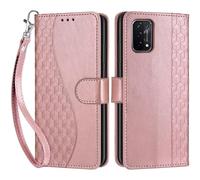 SIENIANLINE Coque pour Oppo A54 / A74 5G Portefeuille Cube - Or Rose | 3 emplacements cartes, 1 poche billets, Fermeture magnétique, Fonction support, Étui de protection pour Oppo A93 / A93s 5G