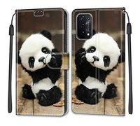 SIENIANLINE Coque pour Oppo A54 / A74 5G Portefeuille Panda Mignon | Fermeture magnétique, Emplacements cartes et fonction support, Étui de protection pour Oppo A93 / A93s 5G