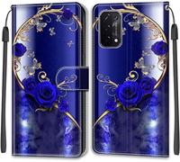 SIENIANLINE Coque pour Oppo A54 / A74 5G Portefeuille Rose Bleue | Fermeture magnétique, Emplacements cartes et fonction support, Étui de protection pour Oppo A93 / A93s 5G