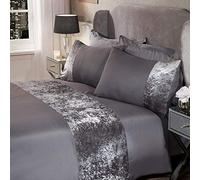 Sienna Parure de lit Simple Ultra Douce et Chaude en Velours écrasé avec Housse de Couette et taie d'oreiller Assortie Gris argenté