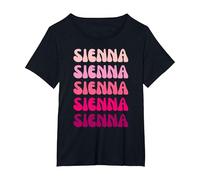 Sienna Retro Stack Design T-Shirt, Femme Grandes Tailles, Noir, 6X
