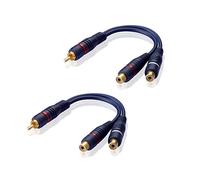 SIENOC 2XRCA mâle à double RCA femelle 15cm câble audio (bleu marine)