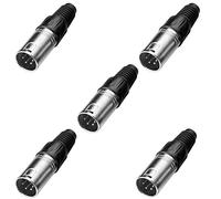 SIENOC 5x Connecteur mâle XLR 4 broches - Noir Boîtier métallique-Argent Contacts(5 mâle)