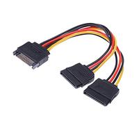 SIENOC Câble d'alimentation SATA 15 broches, cablecreation 4 SATA 15 broches mâle vers 2 x 15 Broches Femelle Extension d'Alimentation Y Splitter Câble adaptateur